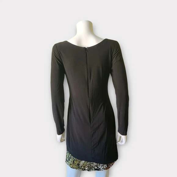 Betsy & Adam Womens Mini Cocktail Dress Size 6 Reversible Sequins Long Sleeve - Picture 4 of 11